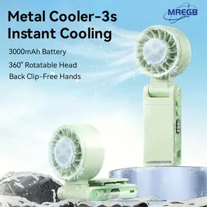MREGB Hands-Free Cooling Fan with Back Clip, Cooling Chip at Center, 360° Rotatable Head, Digital Battery Display, Rechargeable Mini Cooler for Outdoor Sports Work Travel