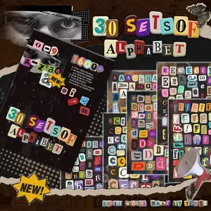 1600+pcs Alphabet Sticker Book, 30 Sheets A-Z Mixed Font Letter Stickers, One Page Per Letter for Journal, Scrapbook, Laptop, Phone Case & Gift Box for Stationery Lovers, Creatives & Collectors