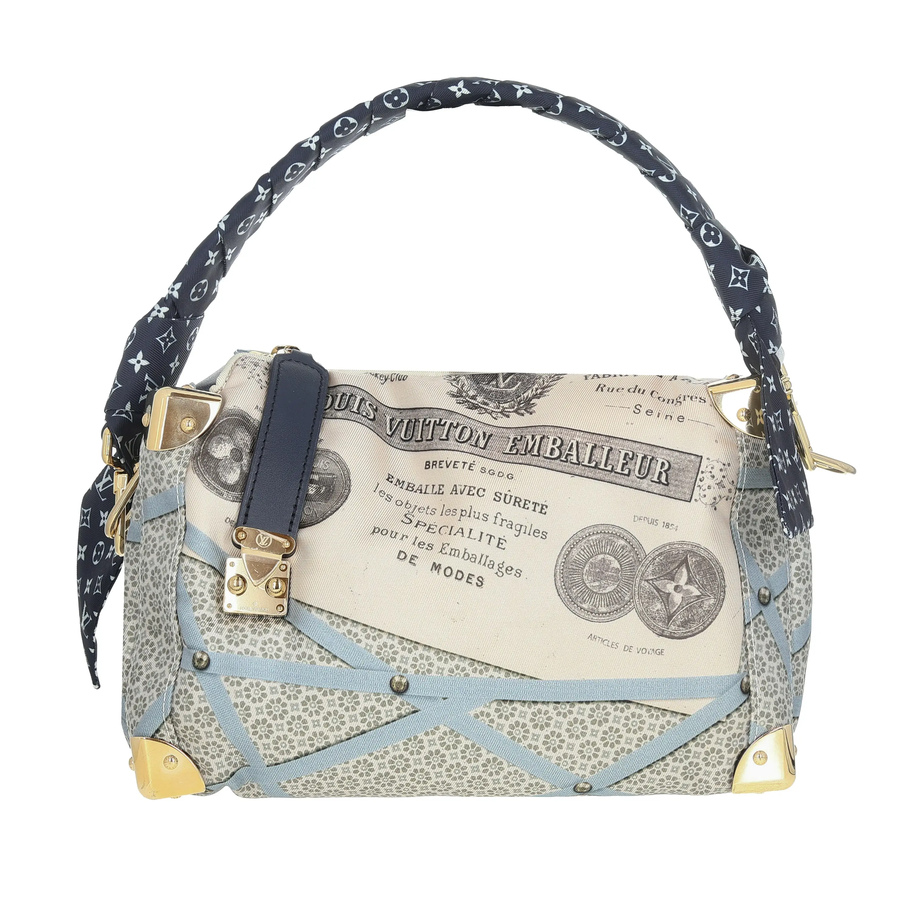 Pre-owned Louis Vuitton Monogram Luggage Denim Side Trunk MM Blue
