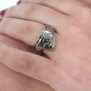 HeavenSent Princess Ring | Tarnish Proof, Waterproof Stainless Steel with Dangling Heart Lock Charm 