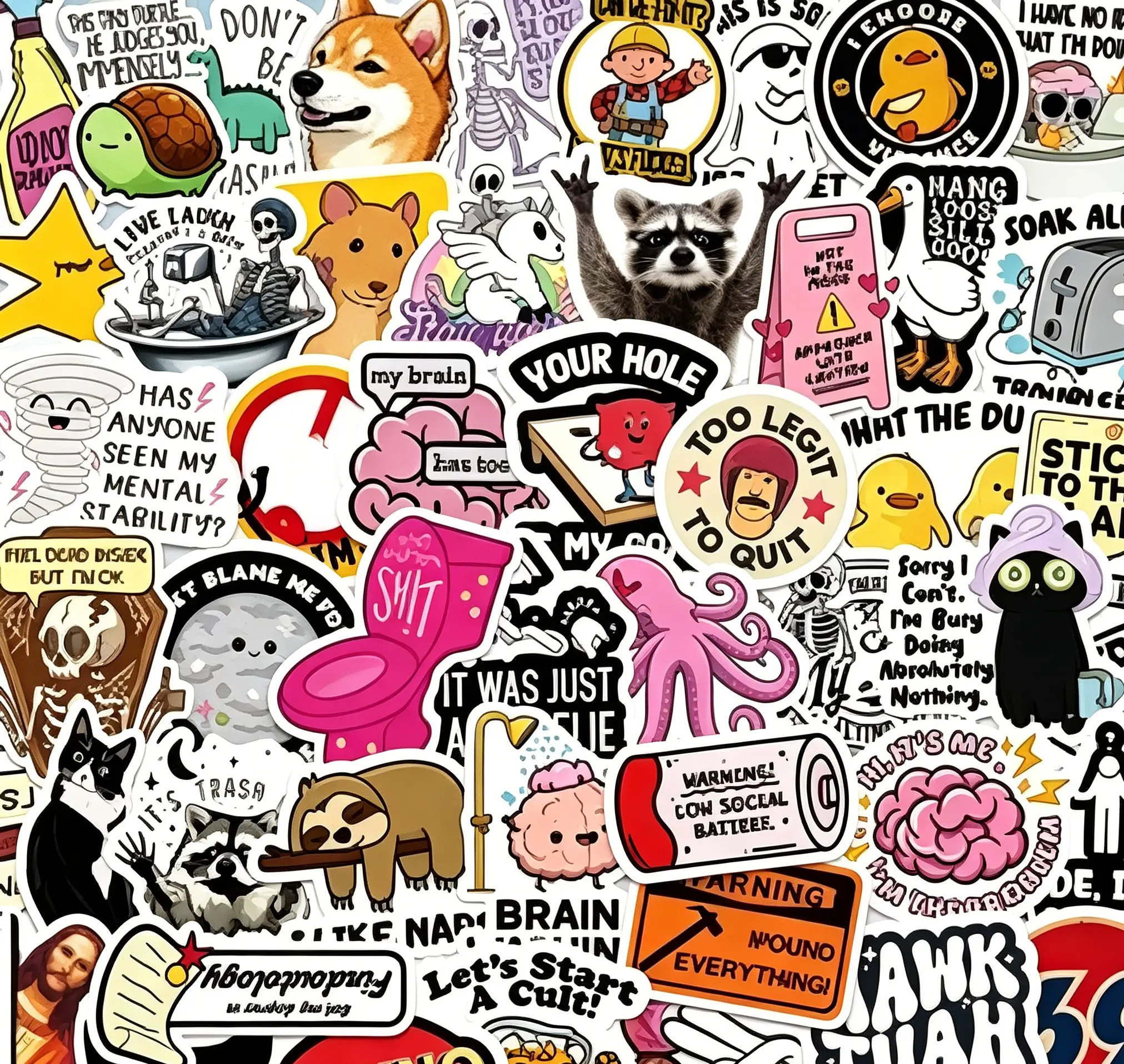 130pcs Funny Stickers for Adults,and 150Pcs blue collar building stickers Prank Meme (Dirty) Hilarious Sticker Pack for Laptop, Hard Hat, Work, Water Bottles, Computers, Vinyl Waterproof Decals (130)
