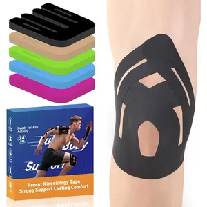 Tape for Knees, 12PCS Upgraded Waterproof  Knee Tape for Knee Pain Relief Pre Cut, Original Cotton Athletic Knee Tape, Waterproof&Hypoallergenic Latex-Free for Sports (Black)