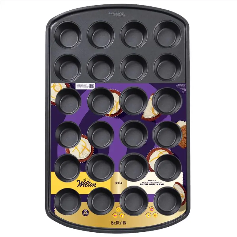 Wilton 6089609 10 x 16 in. Gold Mini Muffin Pan, Black