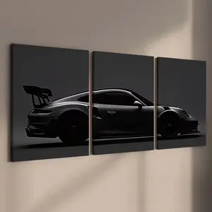 3-Pack Wood Frame Canvas Posters, Super Car Design, Modern Art, Waterproof, Ideal for Living Room, Bedroom, Office Wall Decor