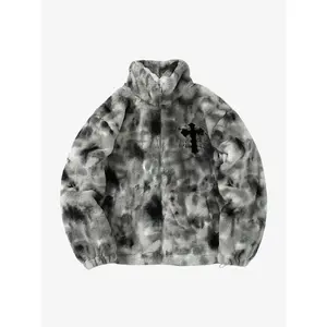 Thesupermade Heavy-Duty Faux Lambswool Tie-Dye Urban Jacket - 1558