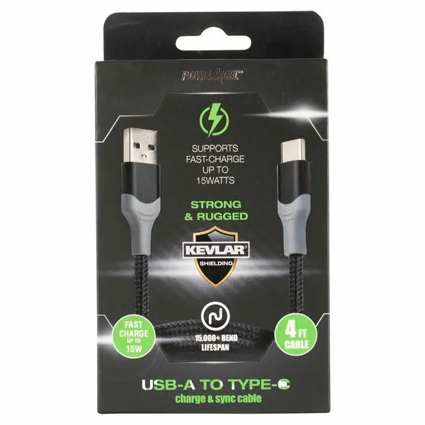 2 pack Powerxcel 4ft Usb-a To Type-c Charge cable