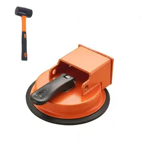 Duty Gap Fixer Tool, Vacuum Suction Cup,Suction Cup Laminate Flooring Gap Closer, Iron Base Repair Kit for Wood, Vinyl, Tile Floors (Orange+Mallet)