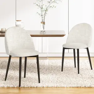 【DlandHome】Velvet seat, sturdy metal legs, safe and non-slip, suitable for multiple scenes, easy to assemble, ergonomic, dining chair