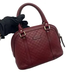 Pre-owned GUCCI GG Gucci Signature embossed leather Shoulder Bags Sukey burgundy Pristine S016260405005