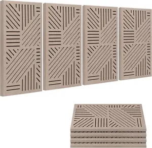 BUBOS 4 Pack Thickened Acoustic Panels, 23.6''x11.8'' Self-Adhesive Sound Absorbing Cavity Acoustic Wall Panels for Theater Studio Recording Gaming Room Meeting Rooms,VortexCore Camel