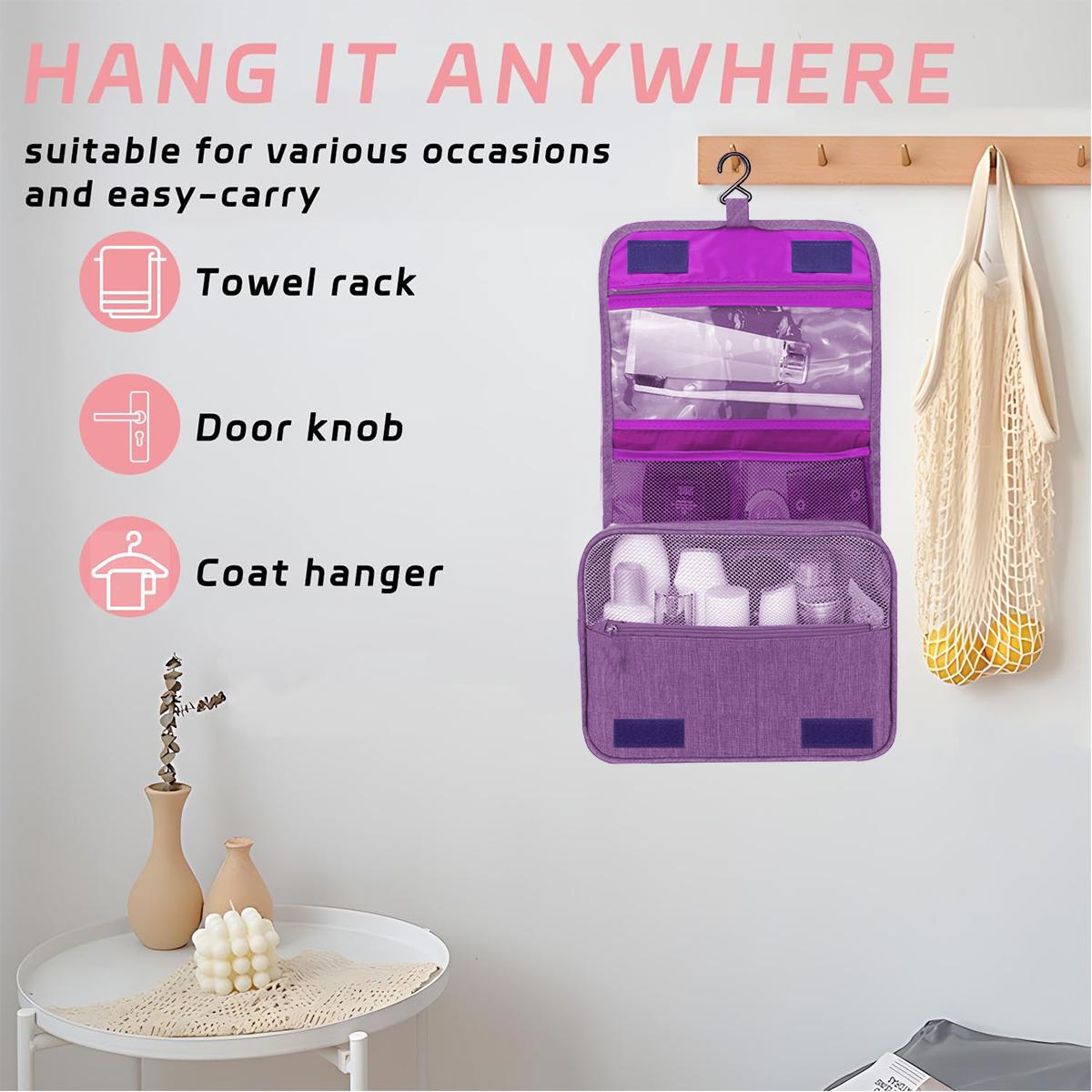 Waterproof Foldable Toiletry Bag, 1-Count Multifunctional Travel Cosmetic Organizer, Large-Capacity Portable Hanging Toiletry Bag for Business Trips, Vacations, Gym and Camping, Multifunctional Toiletry Bag