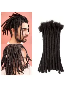 Natural Black 30 Strands of Human Hair Loc Extensions, 0.6 inch Wide, Suitable for Both Men And Women, Can Be Dyed, Soft Dread Extensions, Boho Butterfly Locs