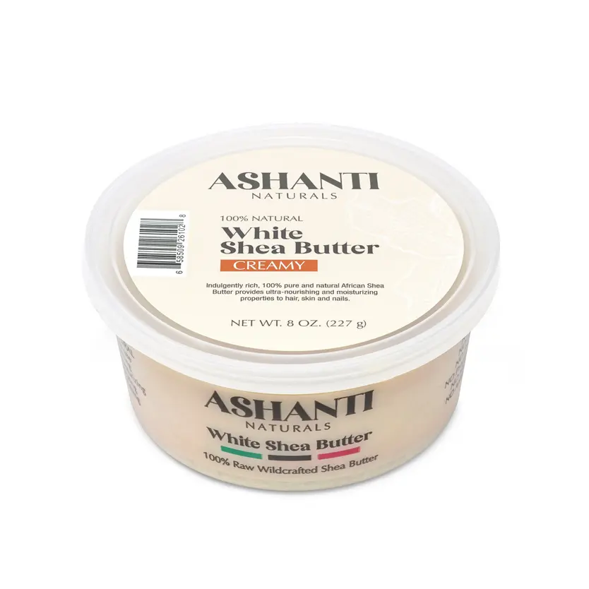 Ashanti Naturals 100% African Shea Butter - All-Natural Body Butters, Solid White 8 oz, Vitamins-Infused Body Care Moisturizer for Cosmetic Skin Repair