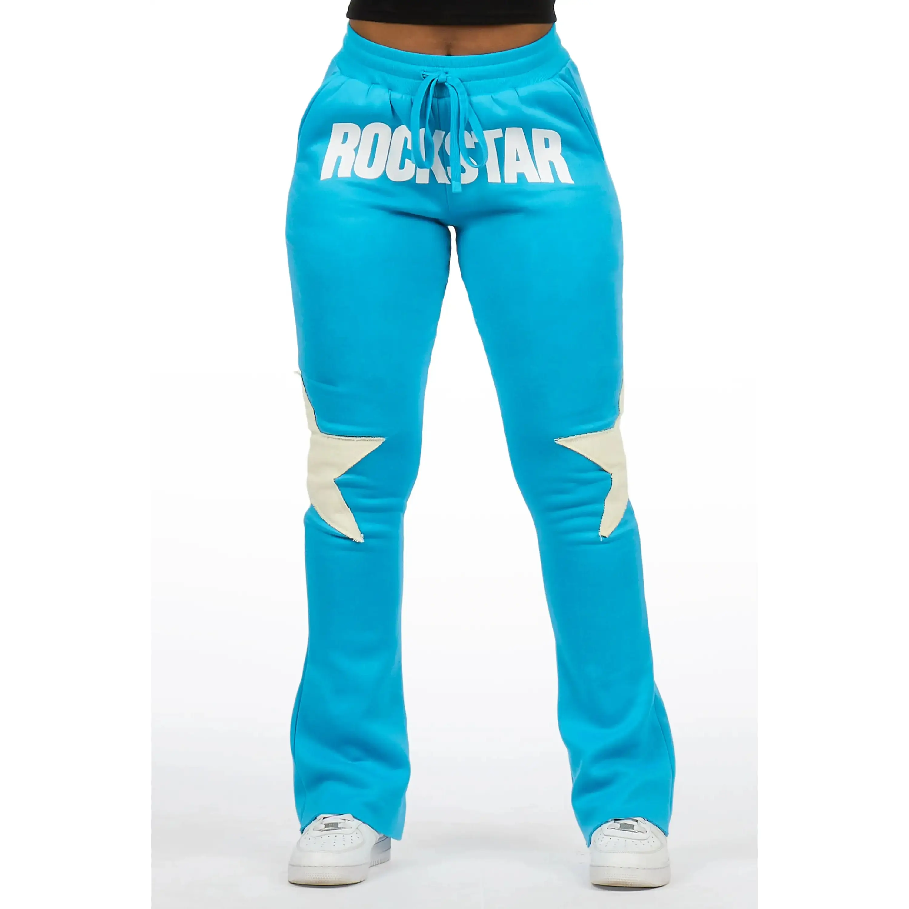 Shanelle Blue Patched Stacked Track Pant
