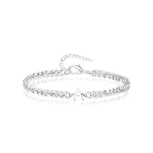 Initial Bracelet For Men Women  Easter Basket Stuffers Gifts Teens Mens Cuban Link Chain Letter A-z Matching Bracelets Birthday Charm