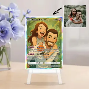 Custom Couple Hologram Acrylic Pokelove Card - Personalized Anniversary Trading Card - Anime Couple Card - Love Art Card - Wedding Gift