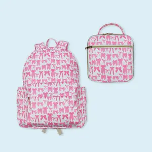 Pink bow kids baby lunch box bag