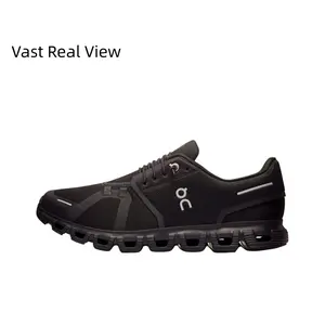 2 All-Black Lightweight Breathable Casual Running Shoes, Engineered Mesh Upper, Cloud Module Cushioning Midsole