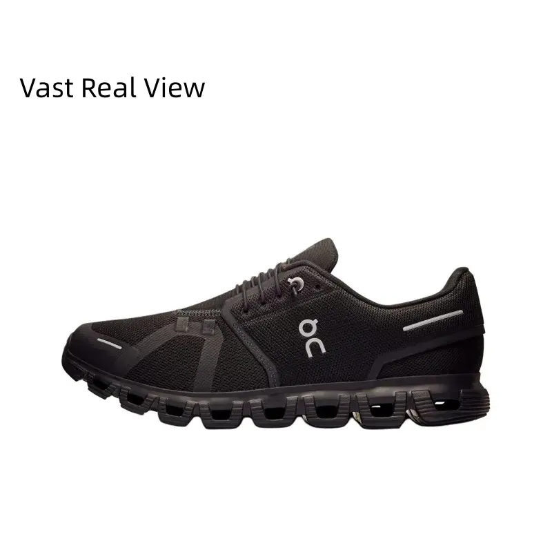 2 All-Black Lightweight Breathable Casual Running Shoes, Engineered Mesh Upper, Cloud Module Cushioning Midsole