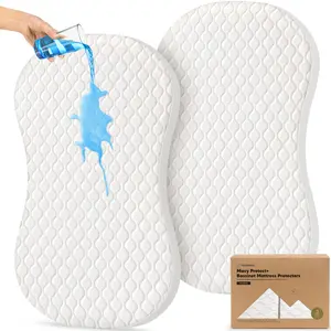 2-Pack Waterproof Bassinet Mattress Protector - Quiet Bassinet Waterproof Cover Compatible with Baby Delight 32"x21", Halo Bassinest Swivel Sleeper 30"x18", Soft Quilted Cotton, Easy Fit