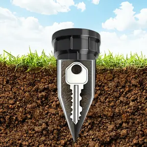 Hidden Key Safe Box  | Waterproof Outdoor Key Hider | Secure Garden & Lawn Storage | Underground Concealment | Durable Plastic Lock Box (Black)