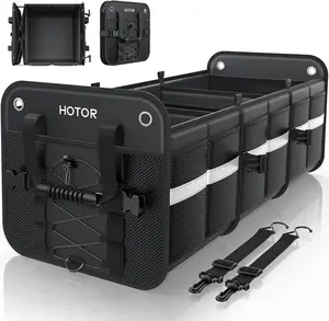 Trunk Organizer for SUV – Car Storage Box with Reflective Strips, Collapsible Car Organizer with Large Capacity, Essential Car Accessories for Truck, Van & Sedan, Black, 33.1" x 13.0" x 12.0"