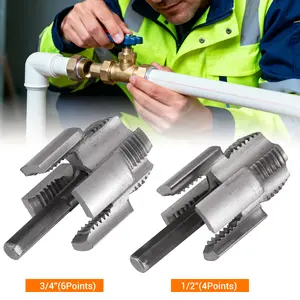 1/2" 3/4" Integrated Internal & External Pipe Threading Tool Kit for PVC CPVC ABS MPP Pipes Dual Function Carbon Steel Construction