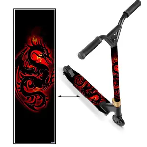 1 red flame dragon pattern scooter sticker, skateboard body sticker, personalized installation anti-skid PVC material sticker