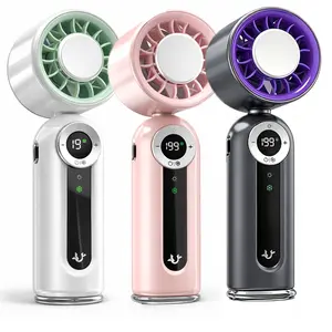 3 packs for happy families.Ultra-Powerful Foldable Mini Fan, Ice-Cooling Neck Fan with 199 Wind Speeds, HD Battery Display, LED Flashlight & Carabiner Clip, Silent & Long Lasting for Outdoor Use