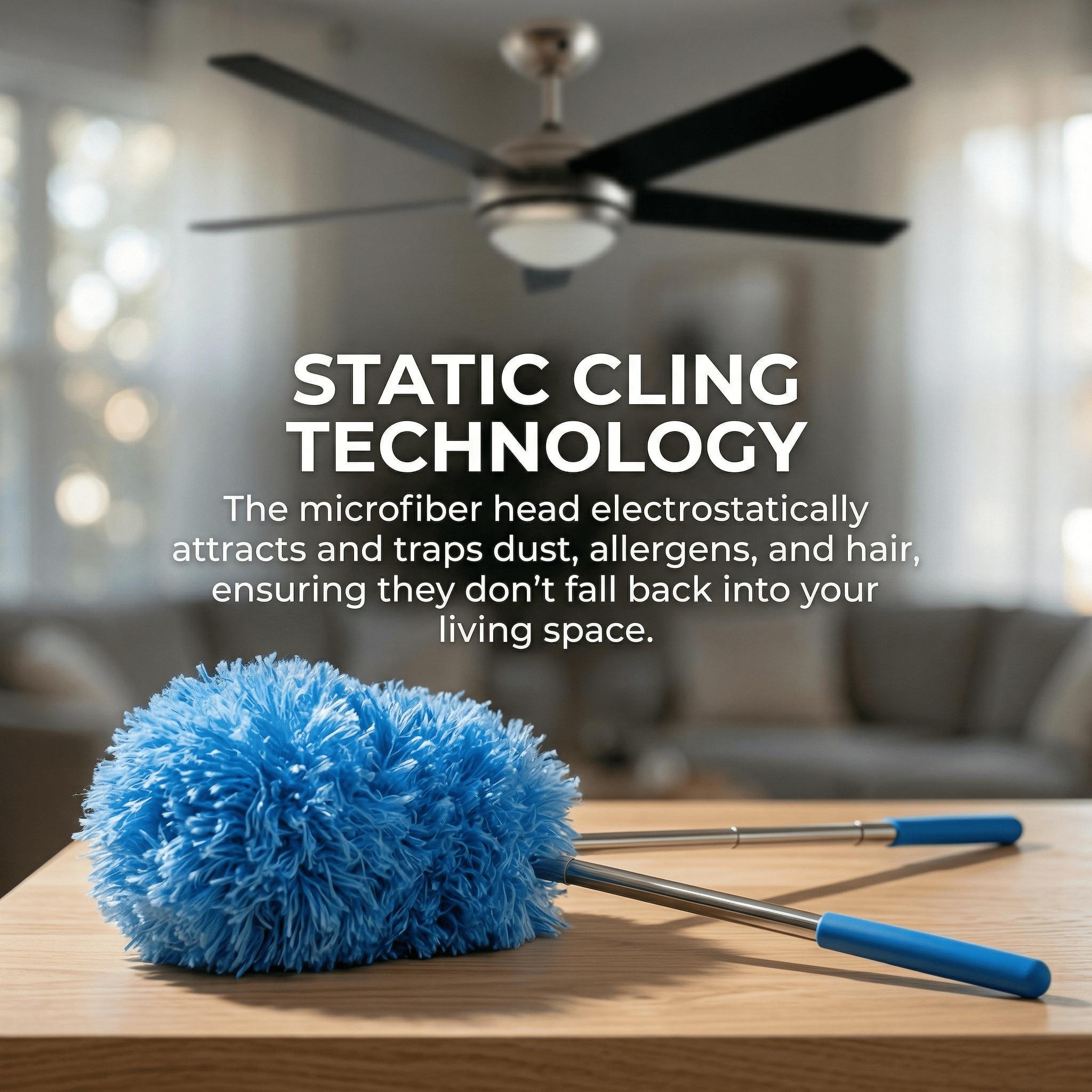 Ceiling Fan & Household Dust Buster Orange Microfiber Duster with Extension Pole for Summer Fall Cleaning Lightweight Reusable Eco-Friendly Allergen Remover