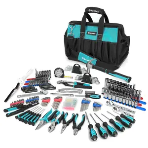 DURATECH 269-Piece Socket Wrench and Home Repair Hand Tool Kit- Daily Use Mechanics Hand Tool Kit with Wide Open Mouth Tool Bag