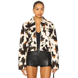 superdown Leah Cow Print Jacket in Cowhide