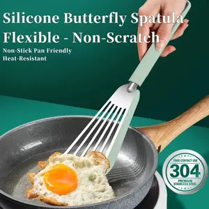 Food Grade Silicone Butterfly Spatula - Heat Resistant Non-Stick Pan Turner for Frying Fish, Pancakes & Stir-Fry-YY