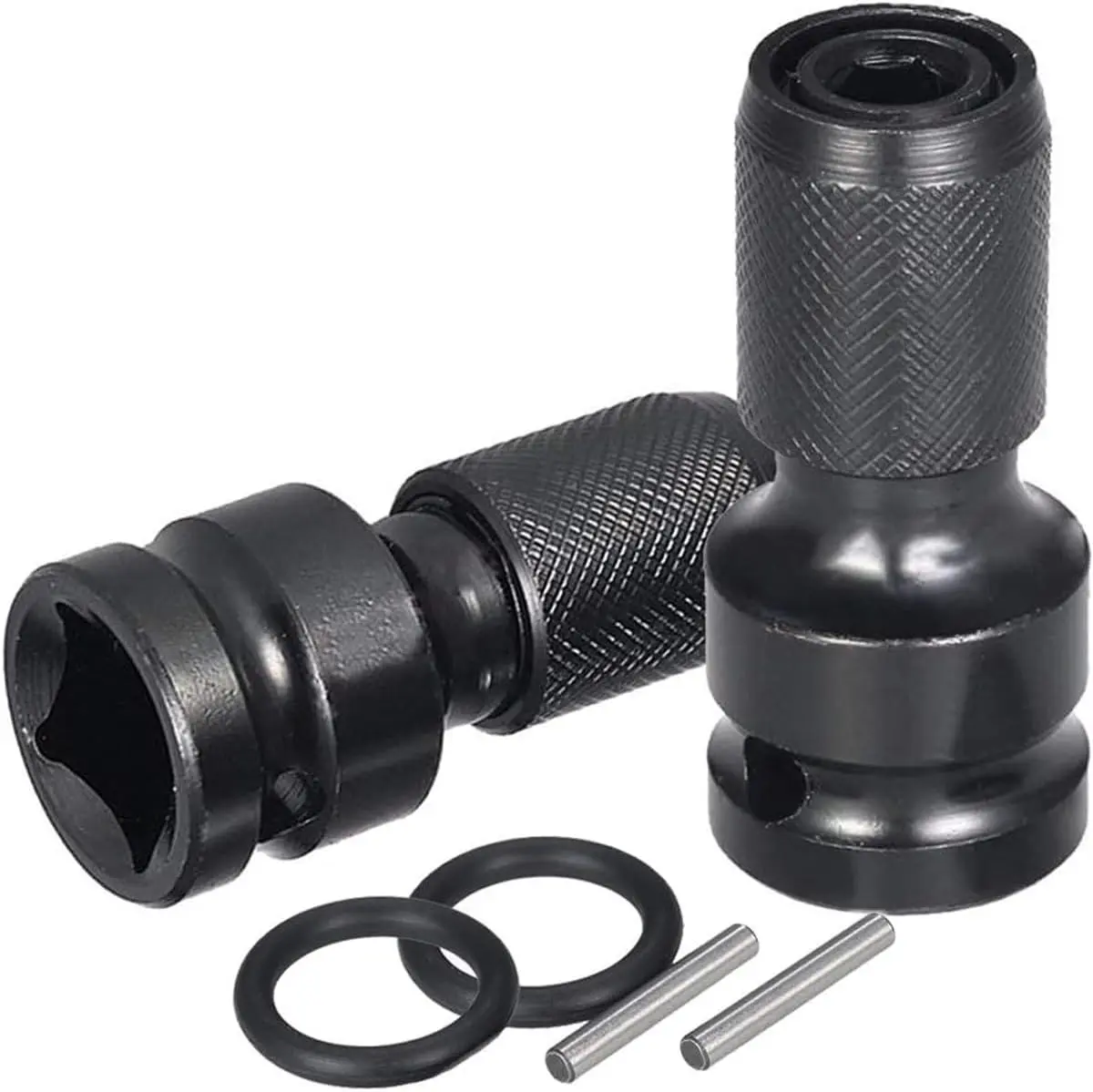 2PCS 1/2 inch Square Drive to 1/4 inch Hex Female Socket Adapter Converter Chuck Adaptor for Air and Electric Impact Wrench Impact Drill Ratchet Wrench