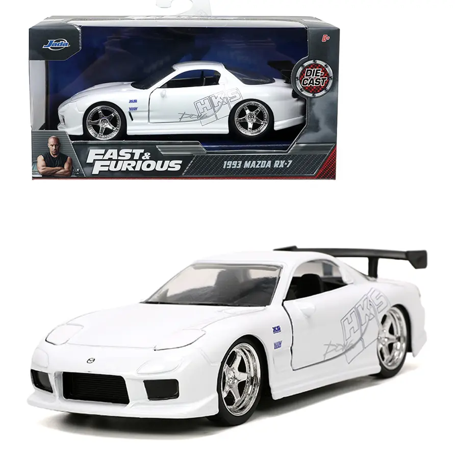 Jada 1:32 1993 Mazda RX-7 HKS – White – Fast & Furious Diecast Model Car