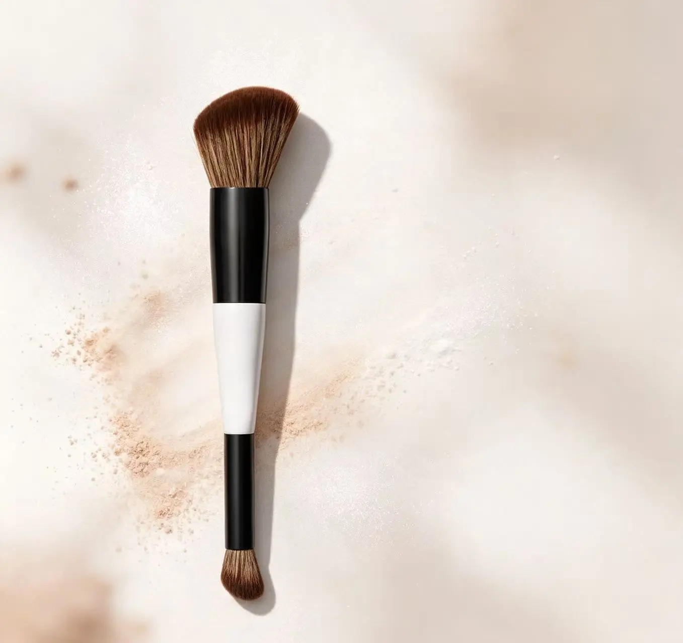 2-Ends Dual-Tipped Face Brush, Professional Contour & Blush Brush for Face Make-Up, Beauty & Personal Care Applications, Two Ends