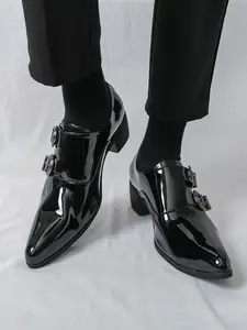 Men's retro embossed Mengke shoes, mirrored high heels, business formal wedding party commuting shoes,