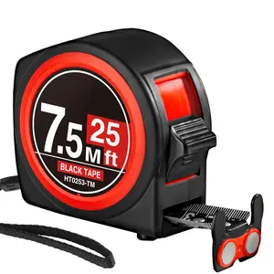 Tape Measure25ft with  Hook and Dual Lock, High Carbon Steel  Measuring Tape with Clear Imperial Metric Scales for Construction Contractors HT0253