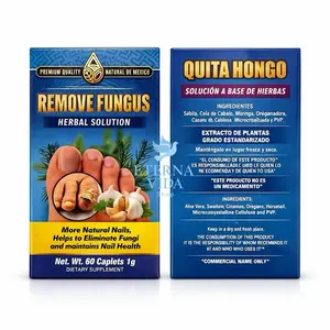 Hongo Cápsulas de 60 Remove Fungus Herbal Solution Natural de Mexico 60 Caplets 1g Dietary Supplement