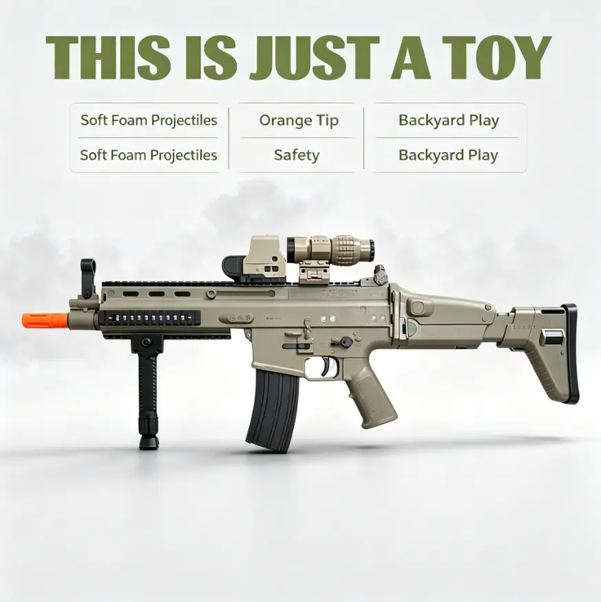 Automatic Electric Foam Dart Blaster Toy - Auto Fire, Built-in Li-ion, Soft Foam Projectiles, Safe Orange Tip, Collectible Play Model, Outdoor Play Toy, Birthday Gift for Teens Age 14+