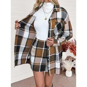 Retro plaid suit, loose fitting jacket to cover flesh, half skirt to show leg length, suitable for layering, suitable for niche styles, teacher's clothing, streetwear, royal style, Thanksgiving, Halloween, autumn and winter seasons.