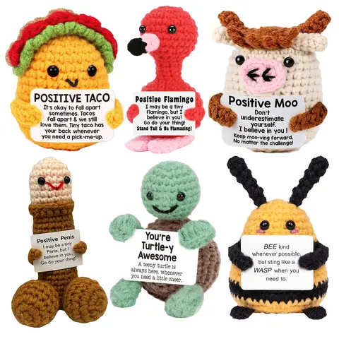 Handmade Knitted Doll Weaving Collection Dolls, Cute Positive Emotions Mini Fun Funny Gifts, Boys and Girls Birthday Party Christmas Valentine's Day Mother's Day Gratitude Teacher's Day Easter Graduation New Year's Day Doll Decoration Gift Ornament