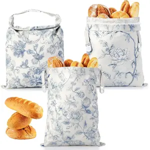 3 Packs Beeswax Bread Bags for Sourdough, 17" x 13" XL Reusable Tpu Lining Beeswax Bread Bag, Food Storage Cloth Bag with Sealing Zip for Homemade Sourdough Freezer Freshness Preservation
