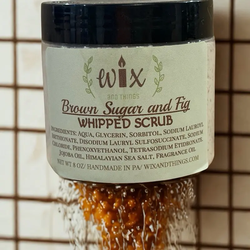 Brown Sugar and Fig Moisturizing Whipped Scrub, Gentle Exfoliating Body Scrub for Dry Skin Hydration