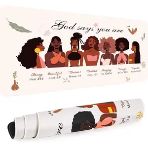 Black Girl Desk Mat - Christian Inspirational Quote Large Gaming Mouse Pad, Black Art Gifts for Women, Office Desk Protector