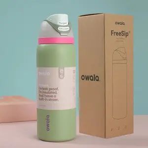 Owala FreeSip 32oz Insulated Water Bottle – Neo Sage Edition, Leak-Proof Stainless Steel Tumbler with Built-In Straw, Minimalist Sage Green for School, Gym & Travel