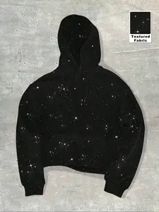 Men's Hoodie Sweatshirt, Trendy Street Style, Plain Hoodie Sweatshirt, Fashion Starry Shiny Process Pullover For Fall Outfits & Winter Outfits, Thick Soft Fabric, Men's Top for Daily Wear