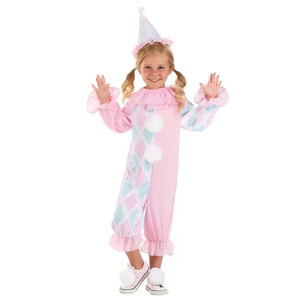 Girl's Toddler Pastel Pom Pom Clown Costume