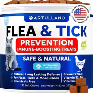 Artullano Flea & Tick Treatment for Cats - Natural, Immune-Boasting Chews with B vitamins, Made with Chicken Flavor, 135 Soft Chews