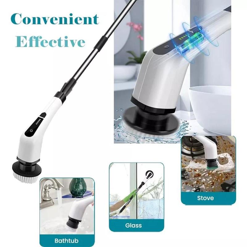 [Tiktok Made Me Buy It!]9 in 1 Electric Spin Scrubber with Interchangeable Brushes IPX7 Waterproof for Deep Cleaning Versatile Home Cleaning Tool Ideal for Multiple Tasks